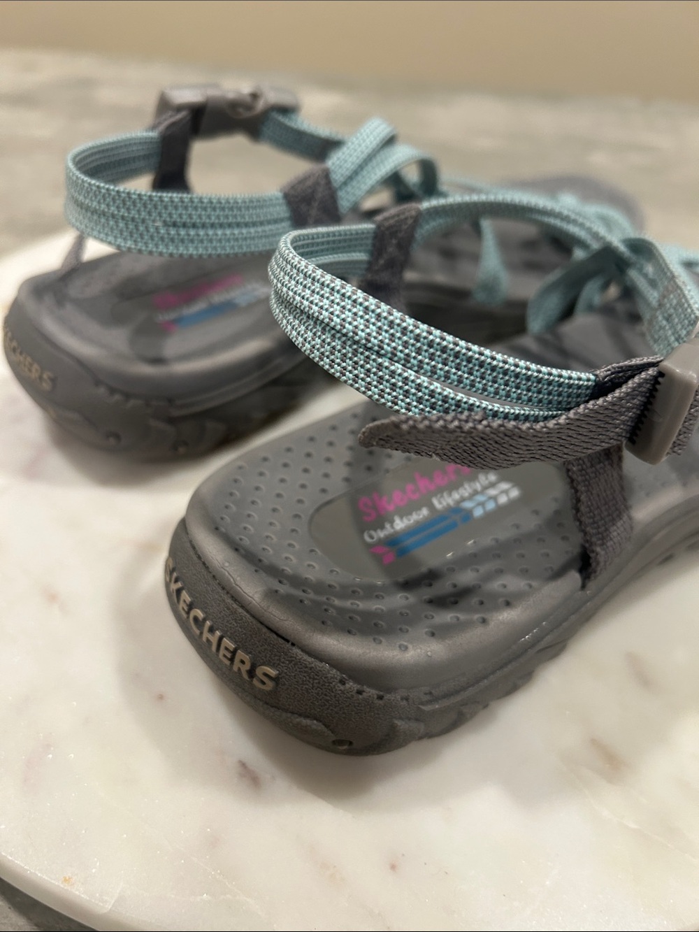 Skechers Women's Strappy Sandals - Light Teal and Grayr W-10 - Picture 8 of 12